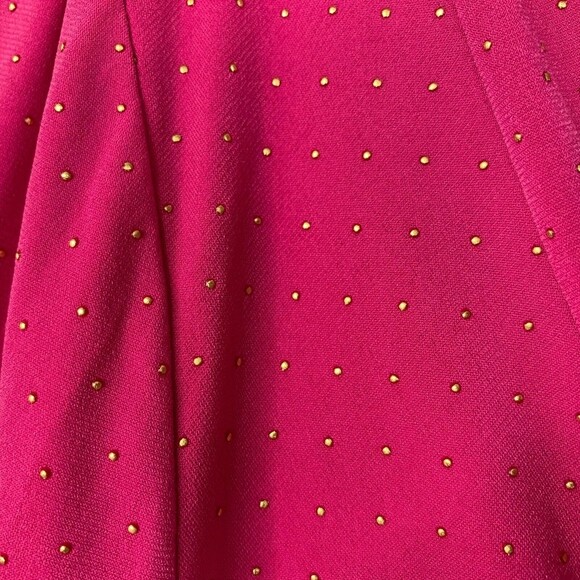 Chaus Drape Front Top NWT Women L Pink 3/4 Sleeve Tiny Gold Dots - Picture 9 of 11